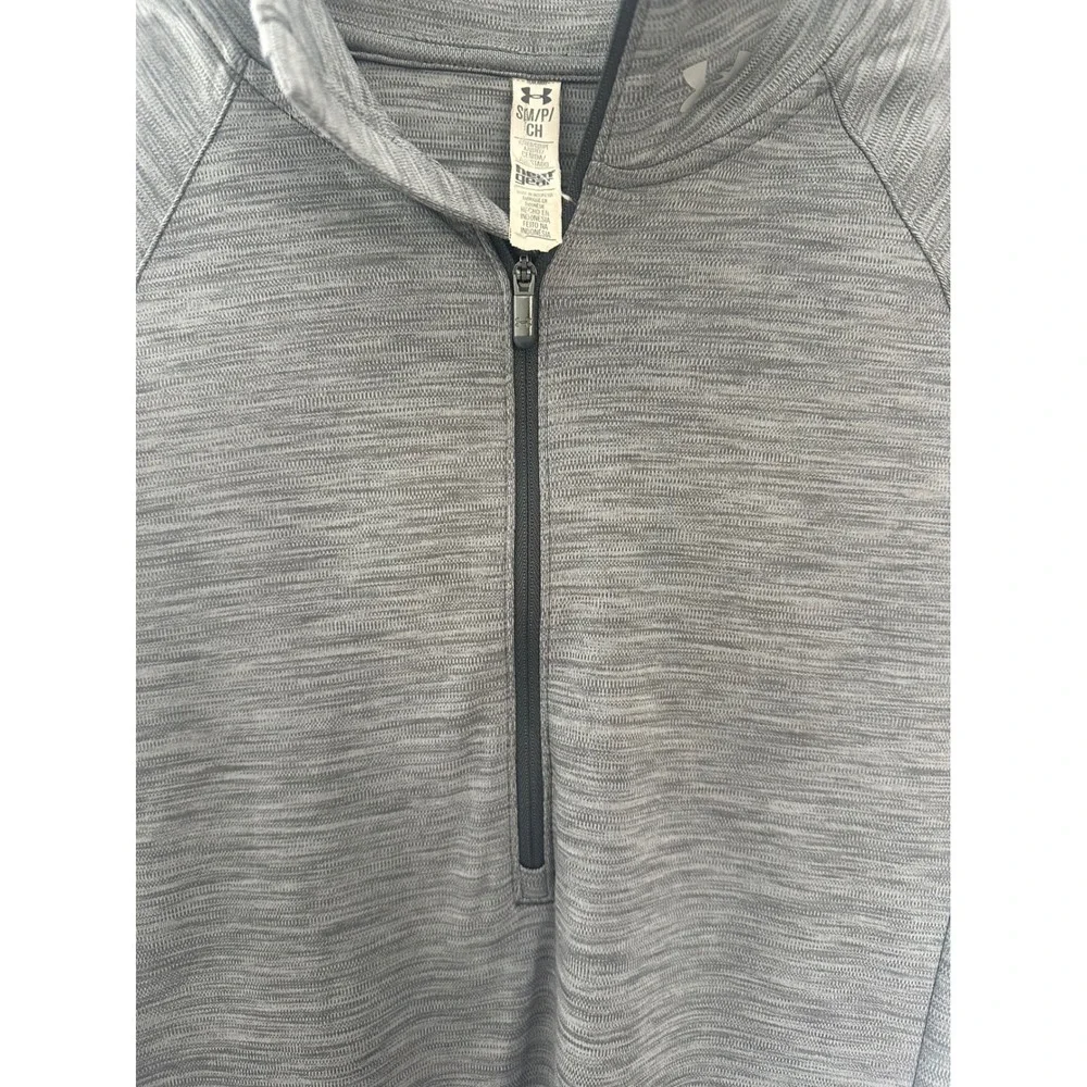Under Armour HeatGear Gray Quarter‎ Zip Pullover Long Sleeve Top Women's SM - Picture 6 of 9